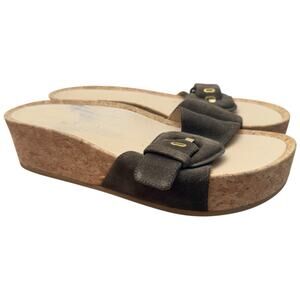 VERONICA BEARD Dixie Platform Slide Sandal In Olive/Brown Size 9